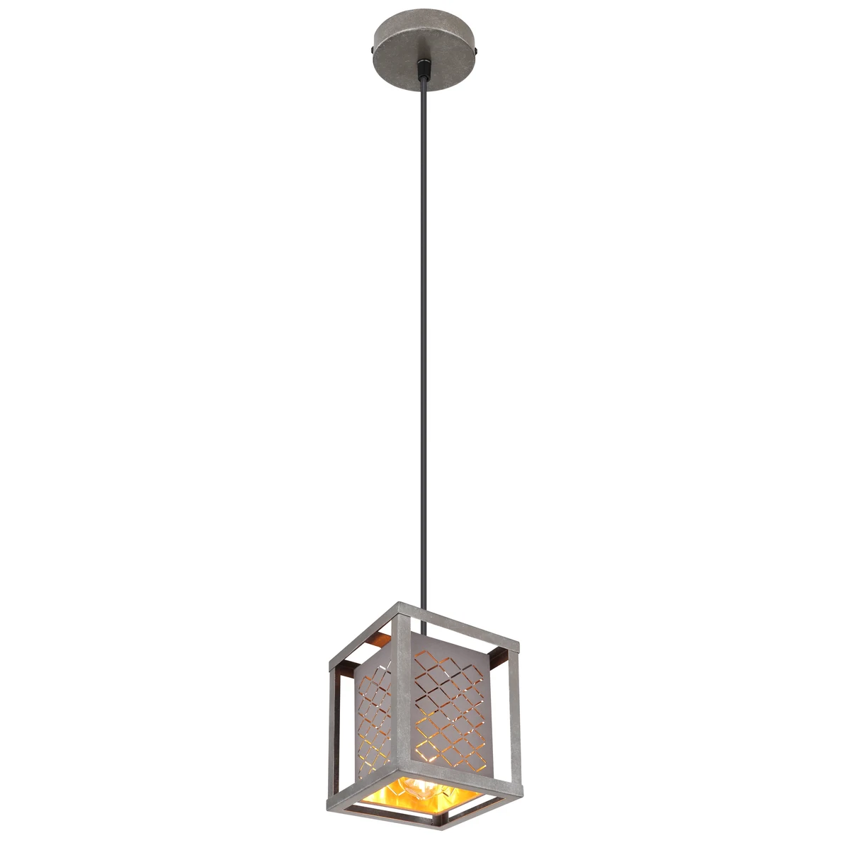 Lumiluce Thomas 15498h Suspension Lamp Metal Silver Textile Gray Decorative Punching Pendant Max 60W