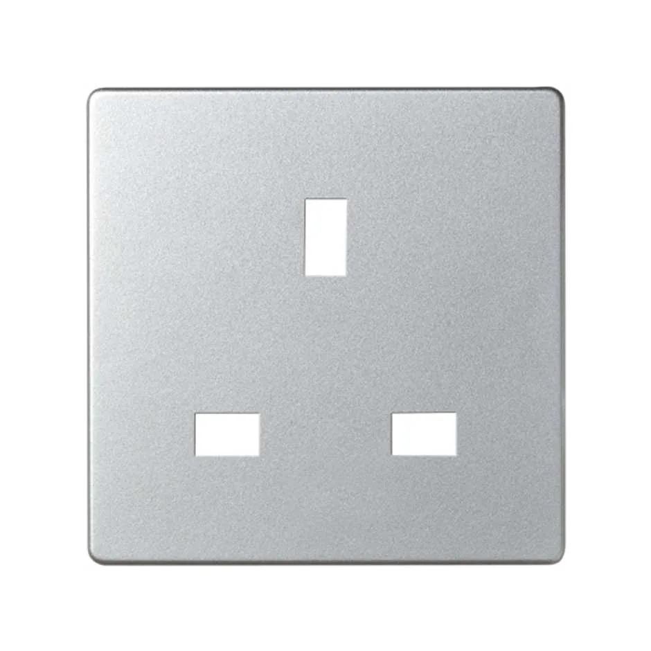 Simon Cover with safety device for British socket outlet aluminium Simon 82