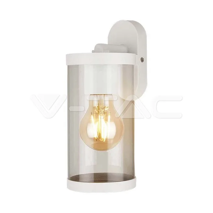 V-Tac E27 Wall Lamp Holder Clear PC White Body