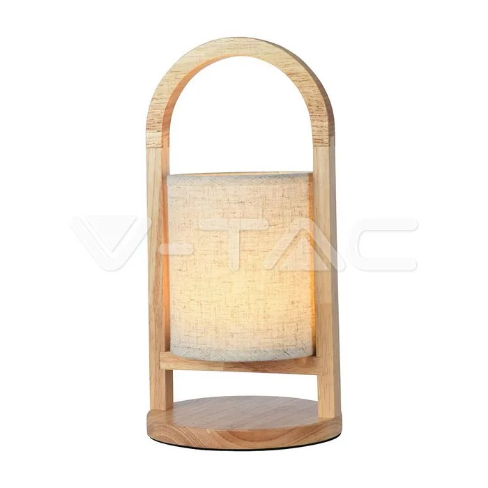 V-Tac 1.5W LED Fabric Table Lamp 3000K Beige Body Wood Handle