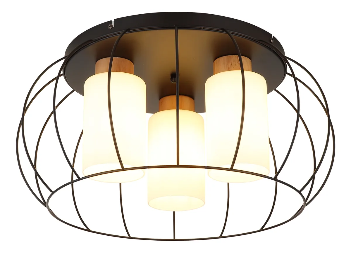 Globo ROWENA ceiling light - metal black matt - glass opal matt