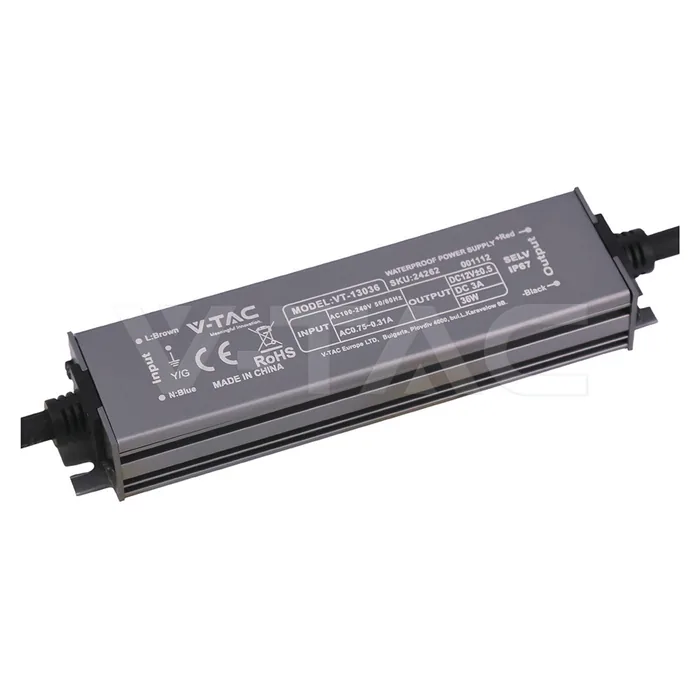 V-Tac Power Supply 36W 12V 3A IP67