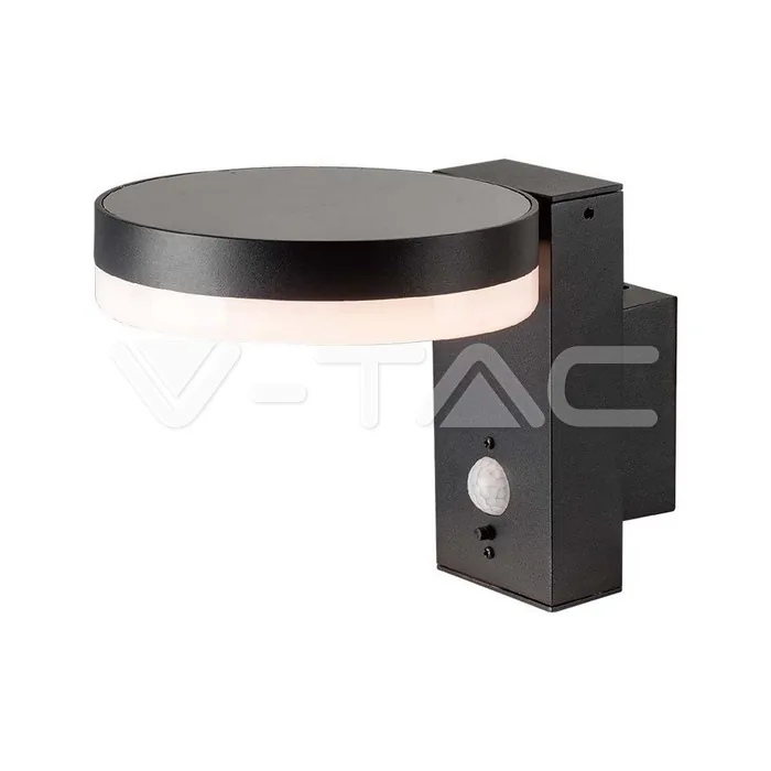V-Tac 5.5W LED Solar Wall Lamp SMD With PIR Sensor Round IP44 3000K
