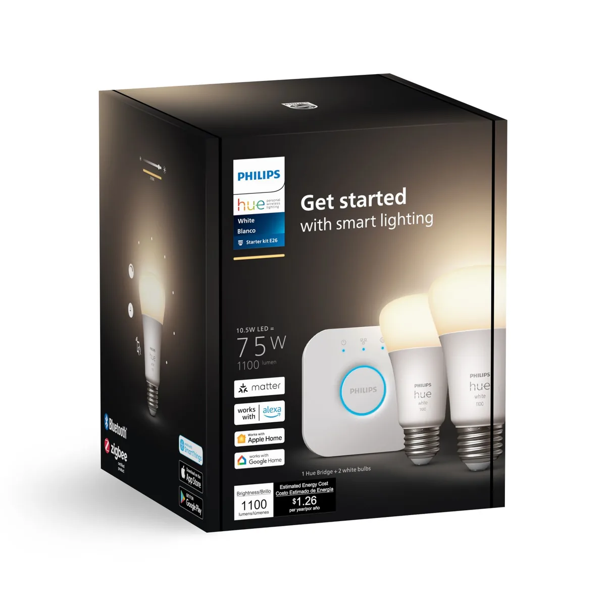 Signify Hue Starter kit: 1-pack A19 E26 LED Bulb White + Hue Bridge