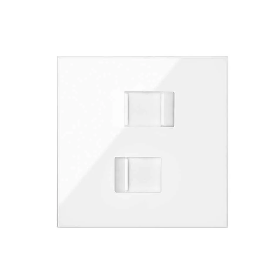 Simon Front face kit for 1 element with 2 gloss white RJ45 connectors Simon 100
