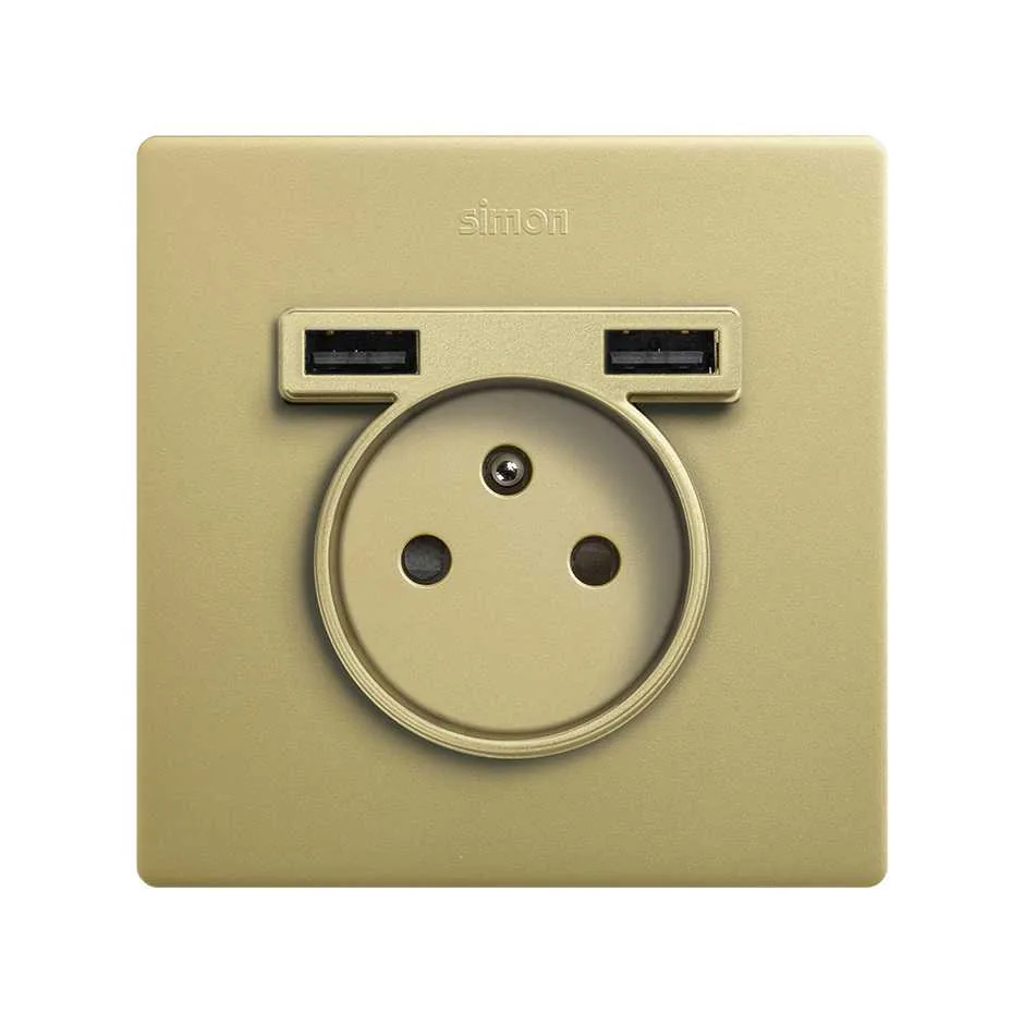 Simon Monoblock Kit French Socket with 2USB charger 1 element bronze Simon 270