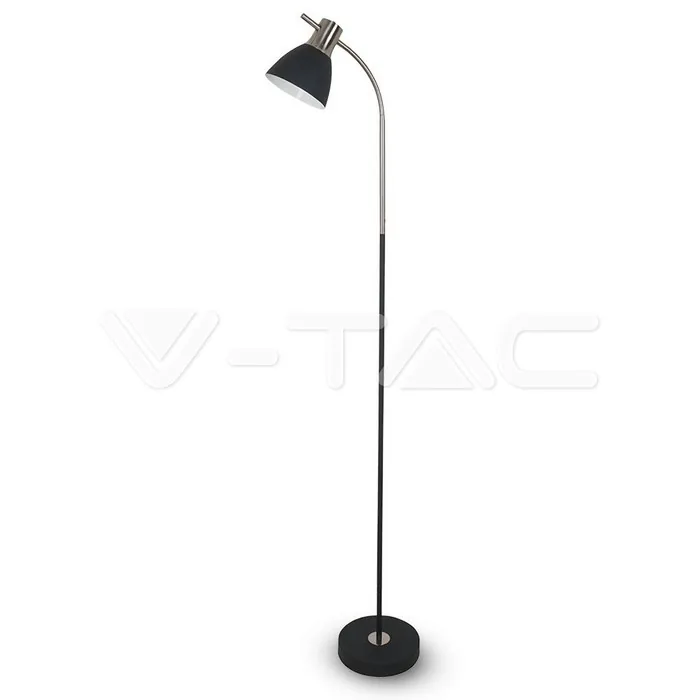 V-Tac Designer Floor Lamp Black Metal Base Switch E27 Holder Black Chrome