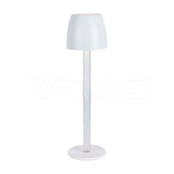 V-Tac 3W LED Table Lamp Transparent Pole 3000K White Body