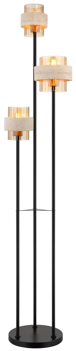 Globo DAREN Floor lamp - metal black matt - glass amber
