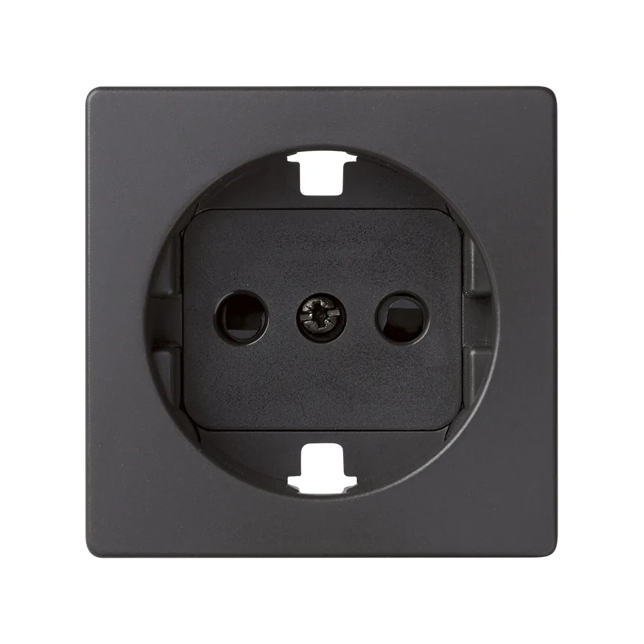 Simon Schuko Socket 16A Screw Terminal + Cover Graphite Simon 82