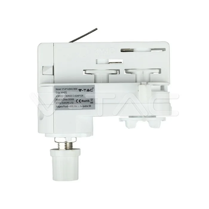 V-Tac 4 Track Light Adaptor White