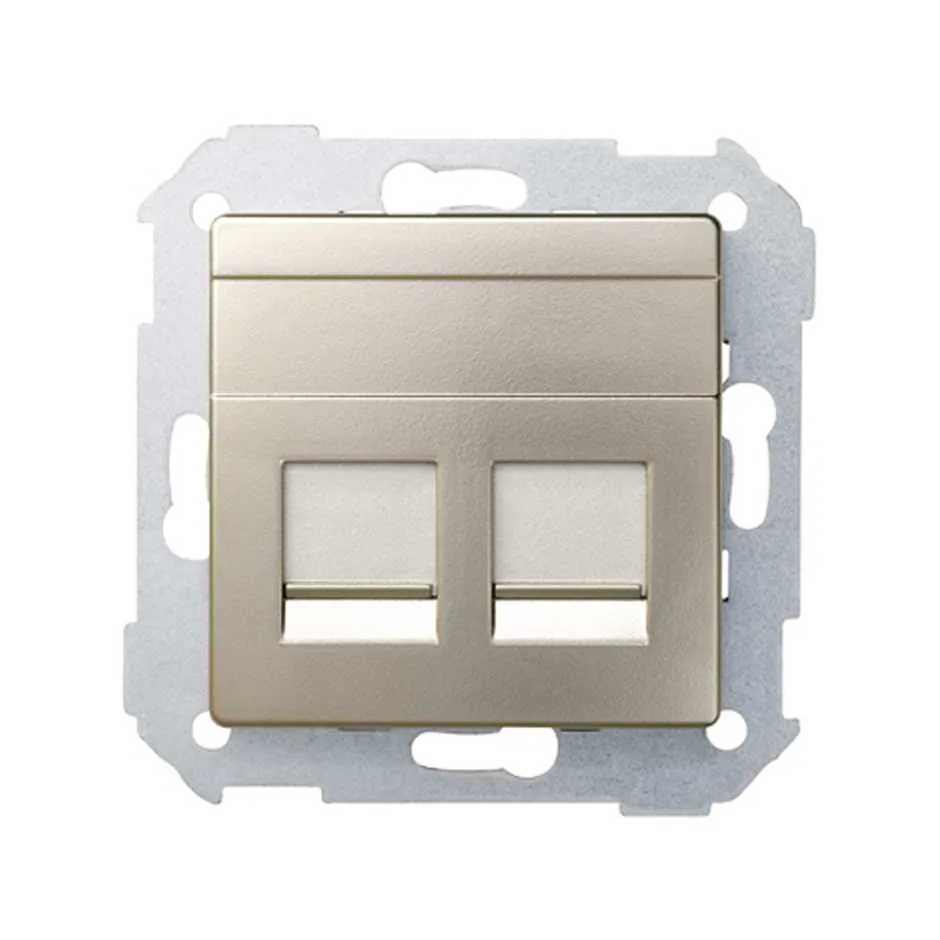 Simon Flat voice and data plate with dust cover for 2 RJ45 connectors champagne Simon 82