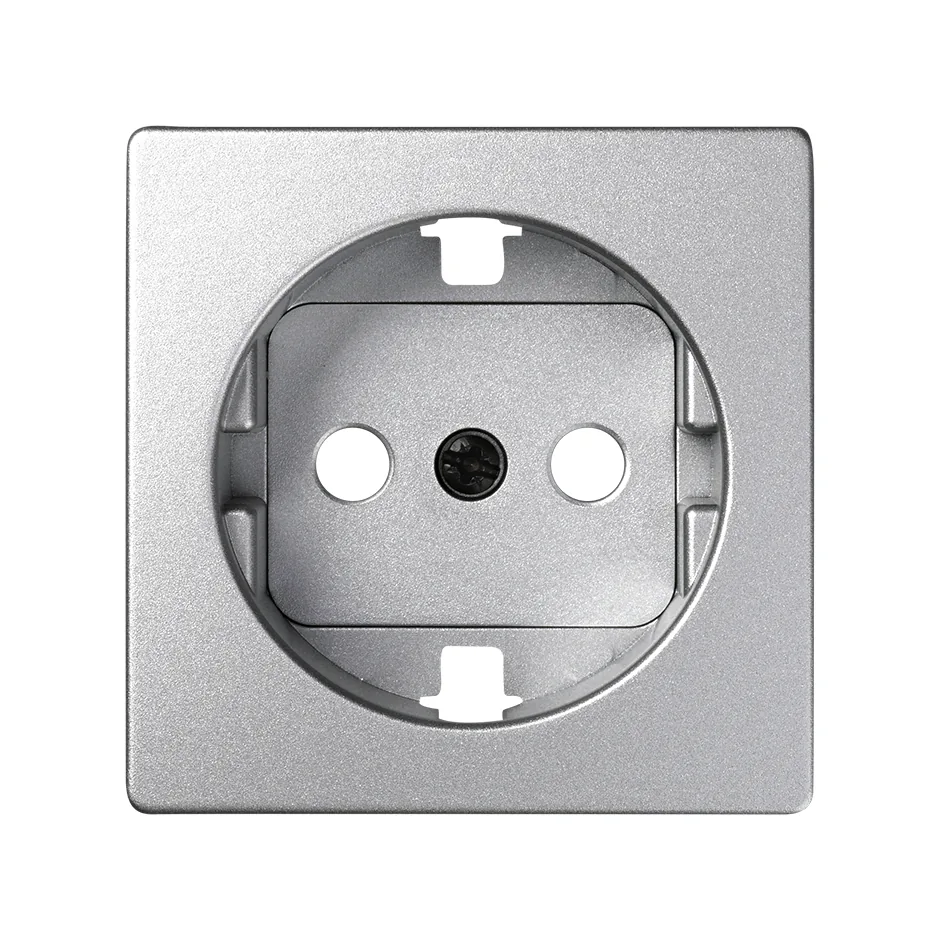 Simon Cover with safety device for German socket outlet cold aluminium Simon 82 Detail