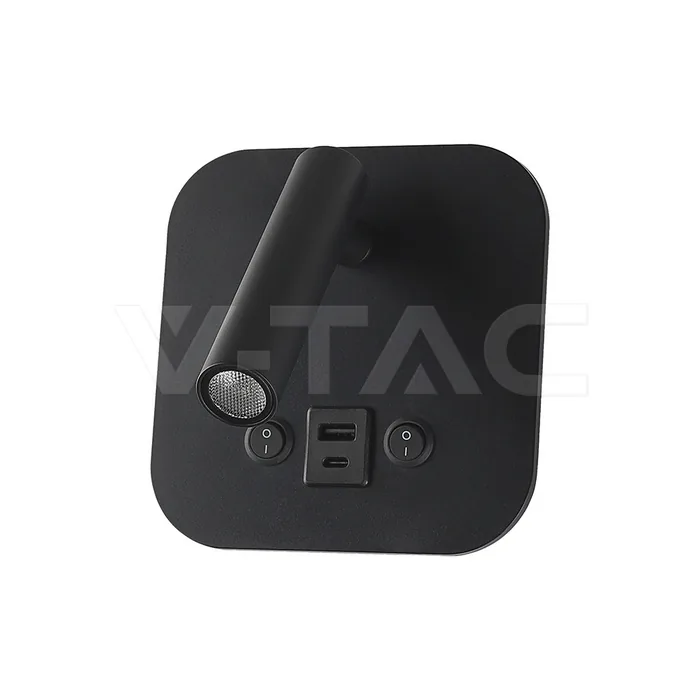 V-Tac LED Bedside Light CREE CHIP Aluminum+PC Black Body IP20 3000K