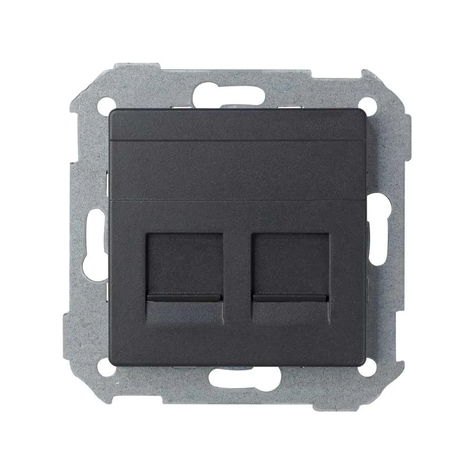 Simon Flat voice and data plate with dust cover for 1 RJ45 connector graphite Simon 82
