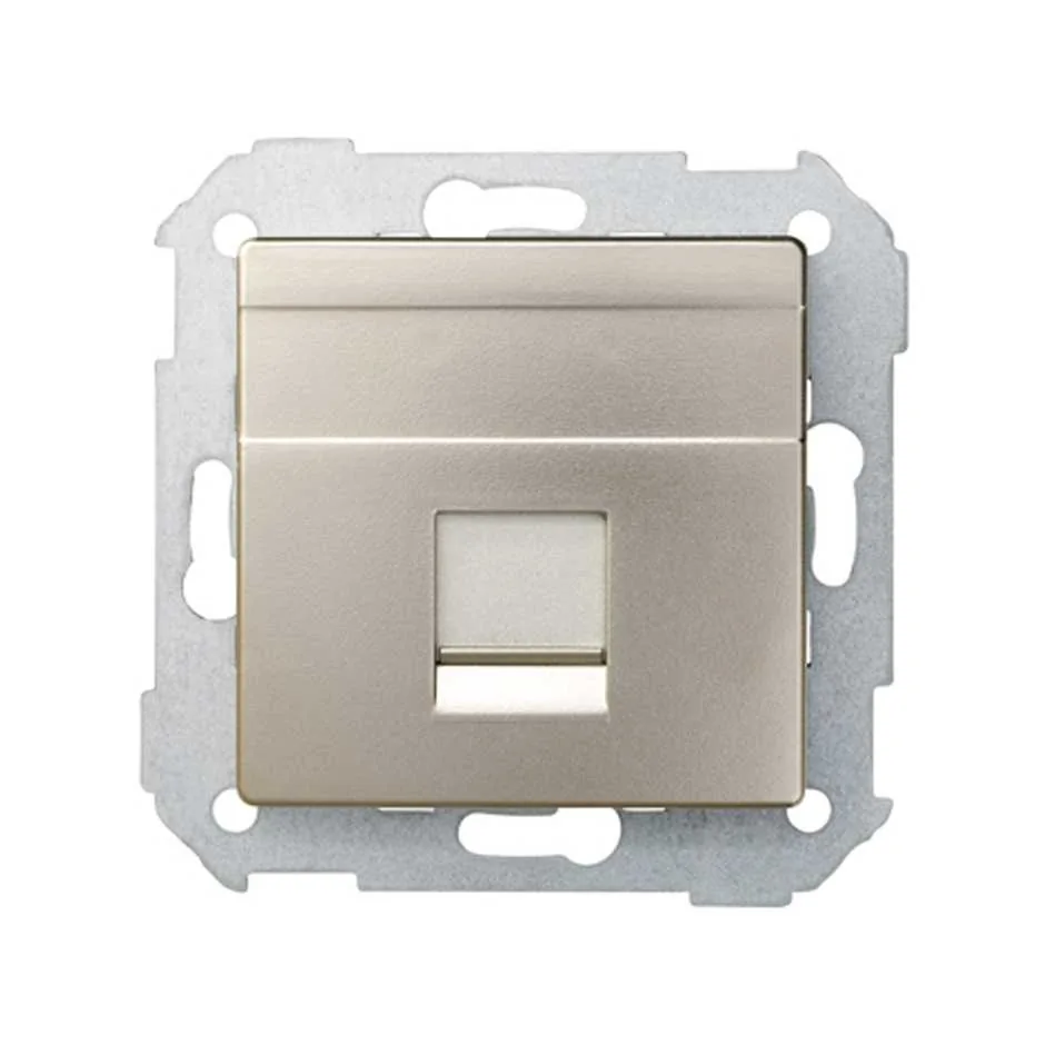Simon Flat voice and data plate with dust cover for 1 RJ45 connector champagne Simon 82