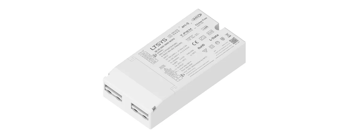 LTECH 65W 500-1800mA NFC CC DALI-2/0-10V Tunable White LED Driver SE-65-500-1800-W2X2