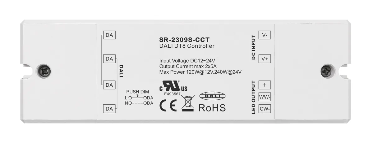 Constant Voltage DALI DT8 Dual Color LED Dimmer SR-2309S-CCT-LED Driver