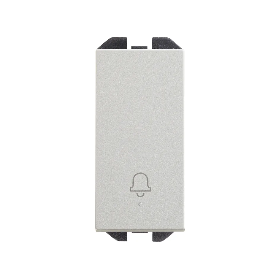 Simon Push-button switch with bell symbol 10AX 230V~ slender rocker and fast terminal connection system aluminium Simon 270
