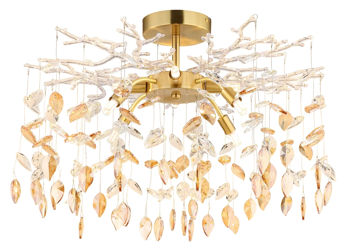 Globo DANNA ceiling light - metal gold colors matt - glass crystals amber