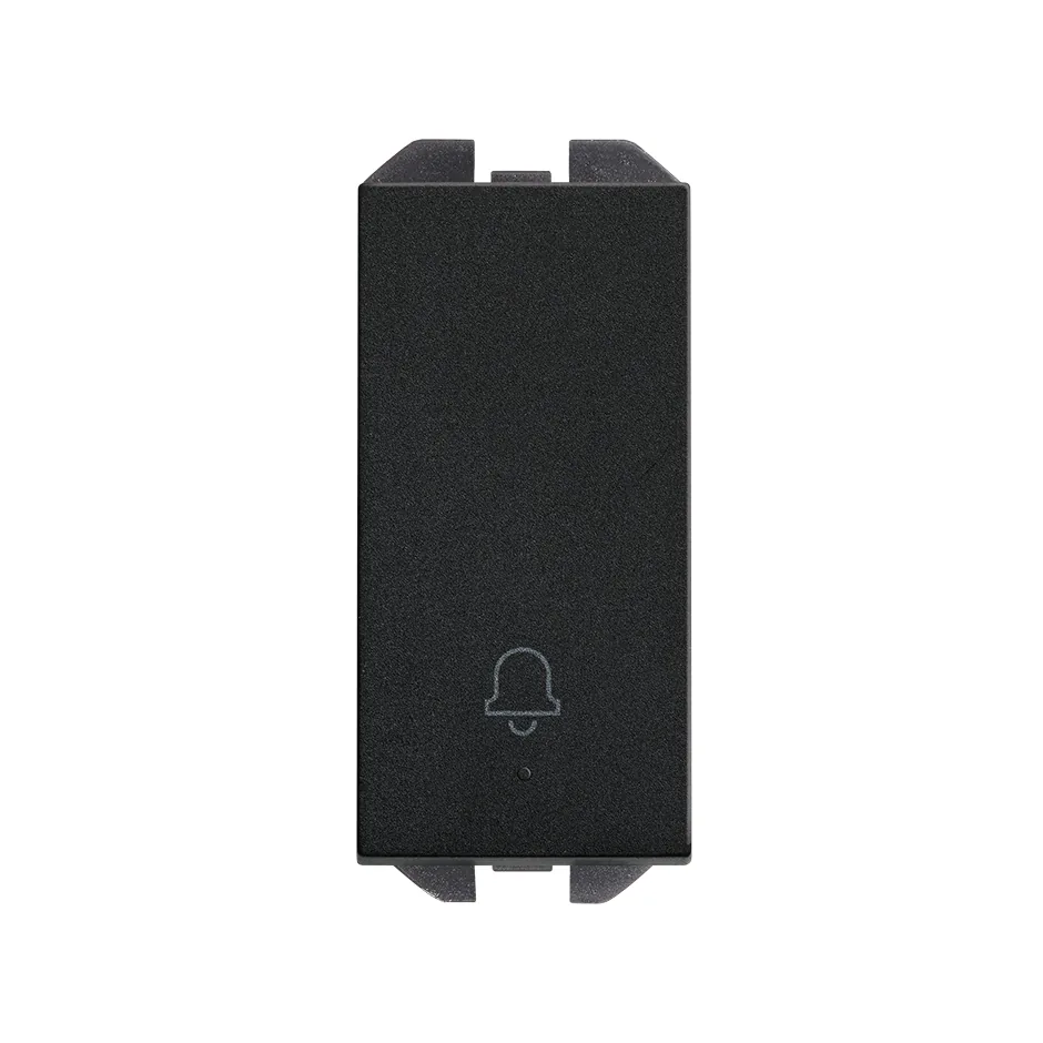 Simon Push-button switch with bell symbol 10AX 230V~ slender rocker and fast terminal connection system matt black Simon 270