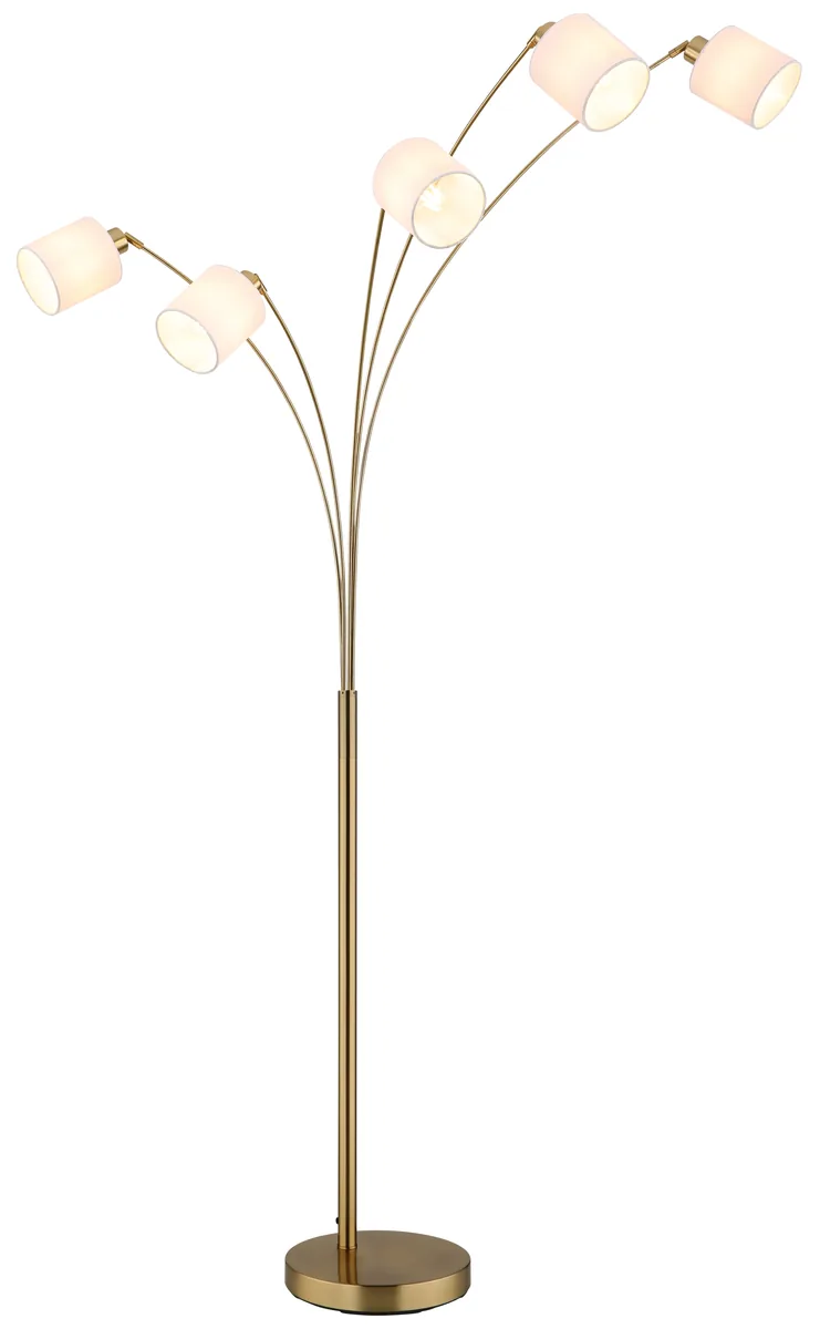 Globo TRUETT Floor lamp - metal brass-coloured matt - linen white