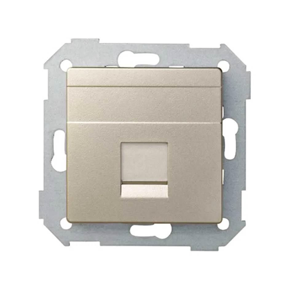 Simon Flat voice and data plate with dust cover for 1 SystimaxÂ® RJ45 connector champagne Simon 82