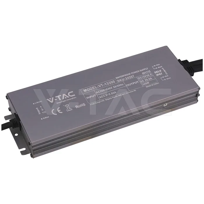 V-Tac Power Supply 300W 12V 25A IP67