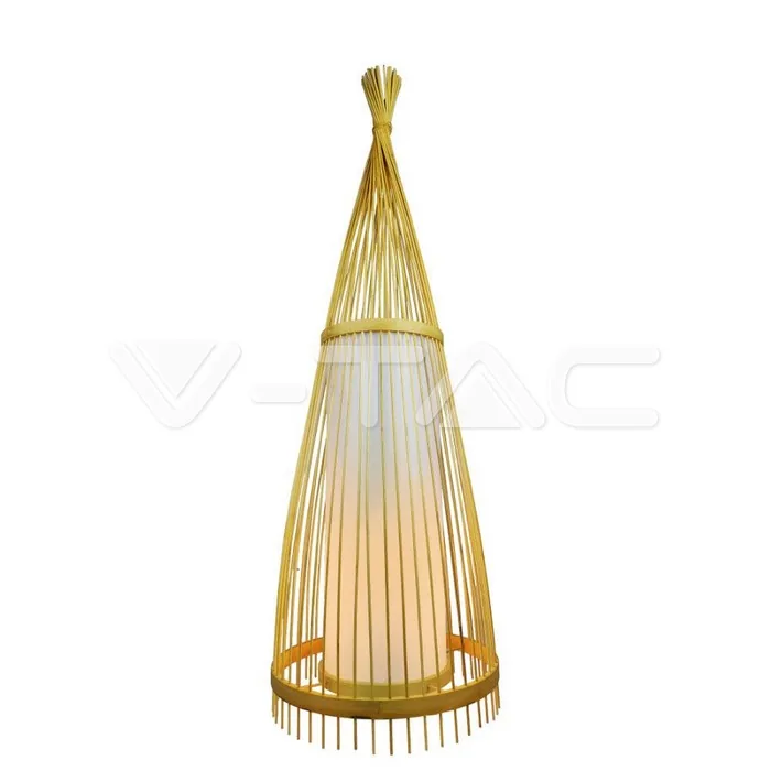 V-Tac Wooden Floor Lamp Rattan Lampshade