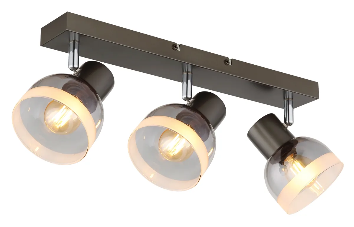Globo KAIRO spotlights - metal gunmetal matt - glass smoke colored