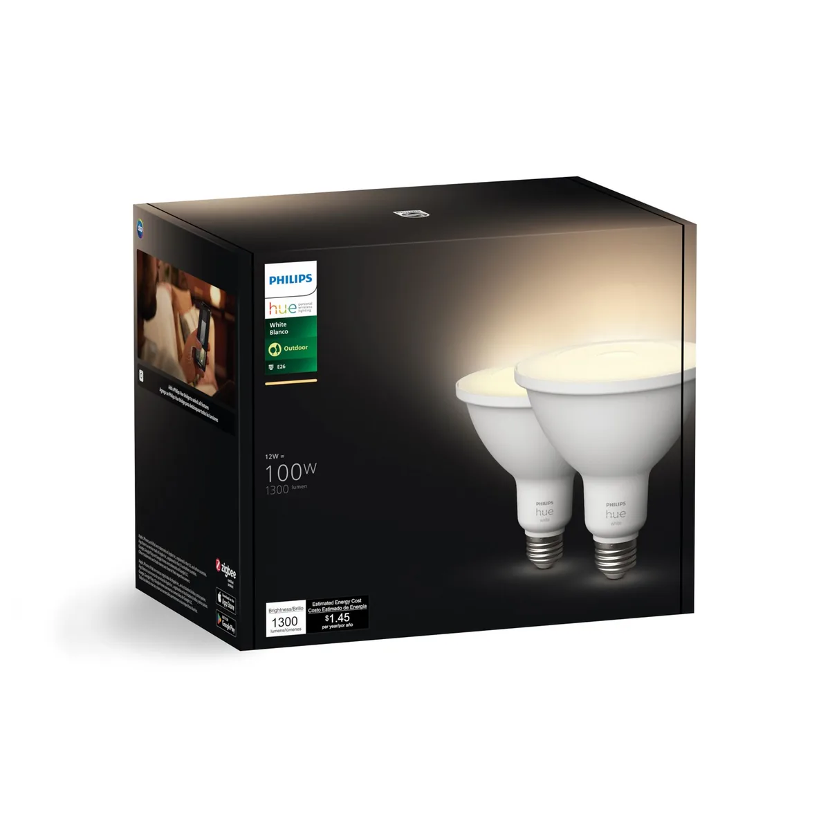 Signify Hue 2-pack PAR38 E26 LED Bulbs - White
