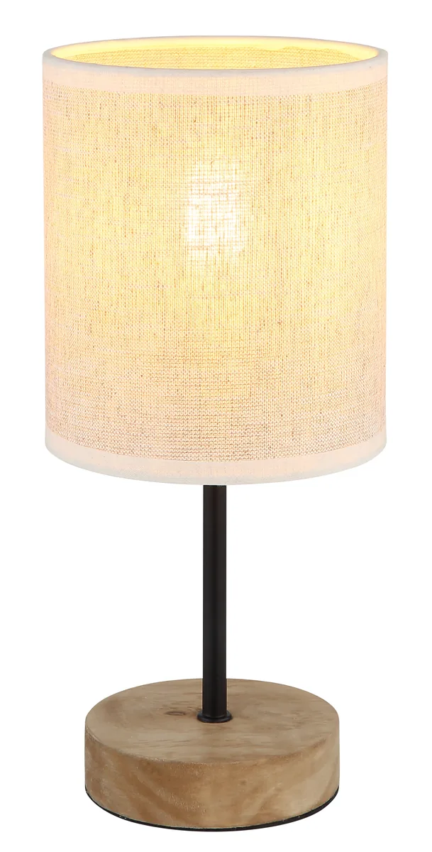Globo JULE table lamp - wood brown - linen beige
