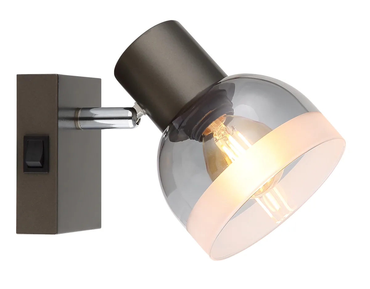 Globo KAIRO spotlights - metal gunmetal matt - glass smoke colored