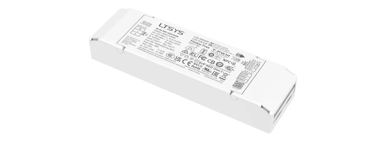 LTECH 40W 300-1050mA NFC CC DMX tunable white LED driver SE-40-300-1050-W2M