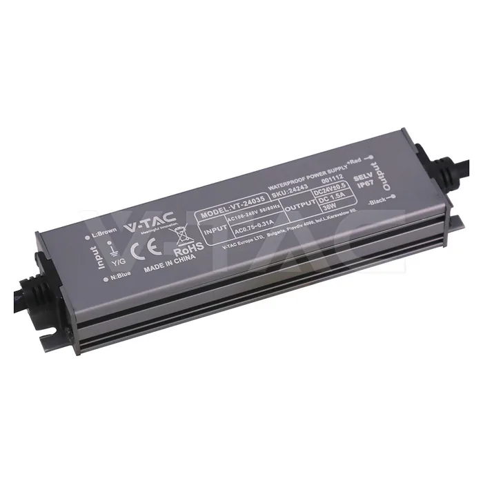 V-Tac Power Supply 36W 24V 1.5A IP67
