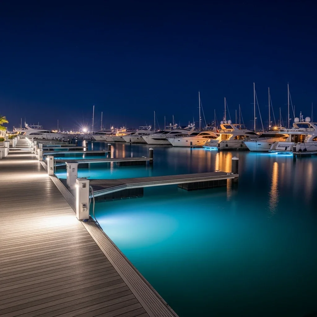A sandstorm approaching a Gulf city — these conditions test outdoor lighting beyond European specifications.