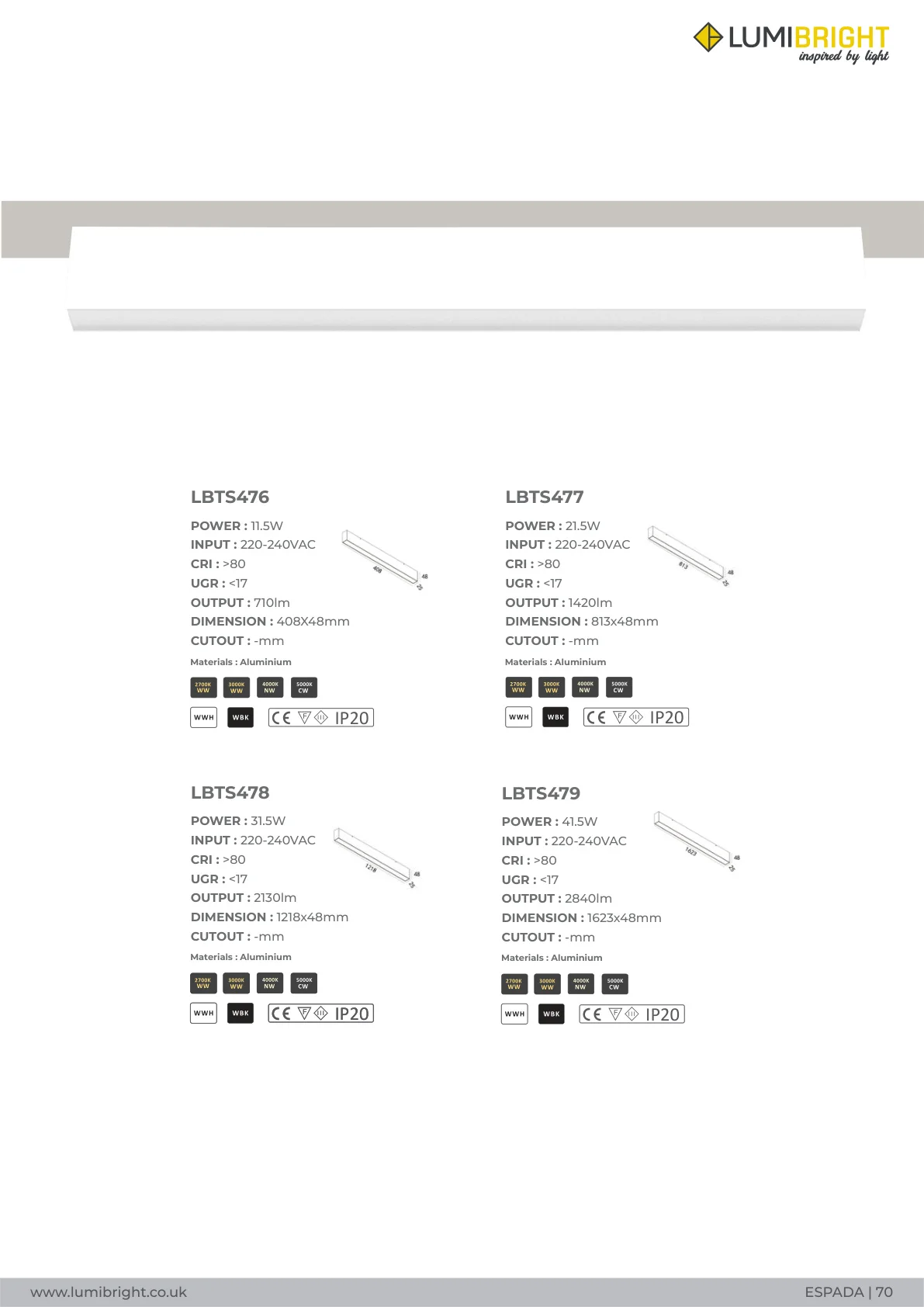Lumibright Espada LBTS476 Linear Light