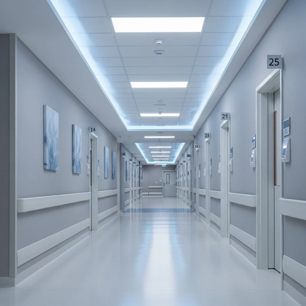 Professional downlight installation: precise cutout, spring clips engaged, and driver mounted above.